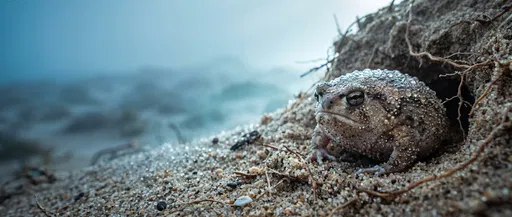 Desert Rain Frog in Sandy Burrow