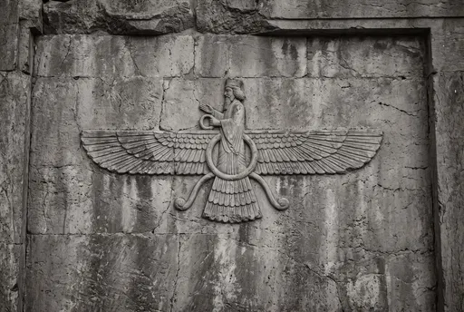 Ancient Stone Carved Faravahar Symbol