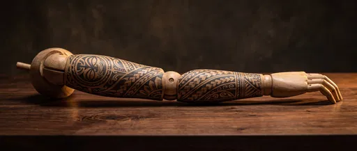 Wooden Mannequin Arm With Tribal Tattoo