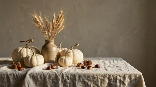 Autumn Still Life with White Pumpkins