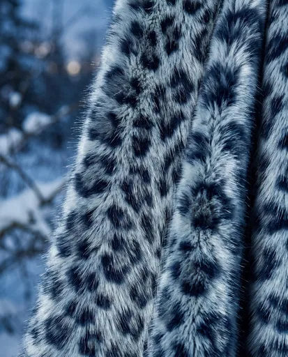 Close-Up of Blue Snow Leopard Faux Fur