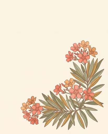 Botanical Illustration of Nerium Oleander Branch
