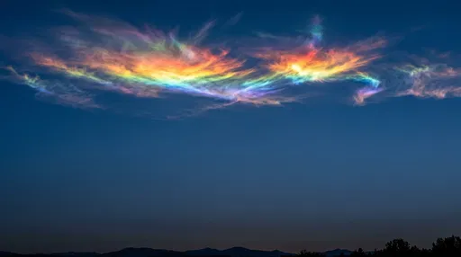 Glowing Iridescent Rainbow Clouds at Dusk