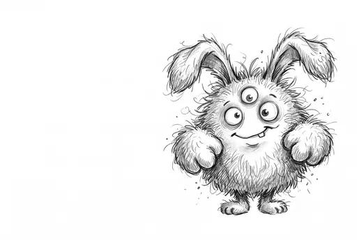 Sketchy Three-Eyed Dust Bunny Monster