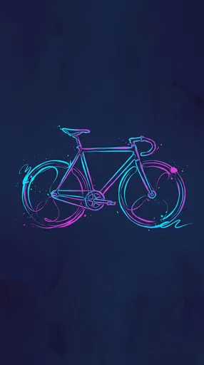 Neon Line Art Bicycle Illustration