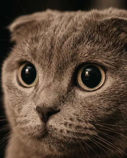 Close-Up of Scottish Fold Cat Eyes