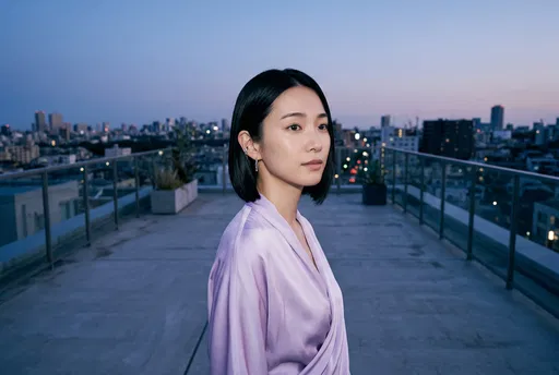 Woman With Bob Haircut On Rooftop
