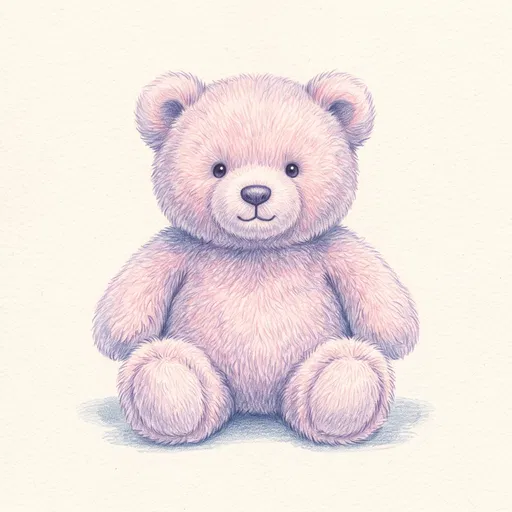 Pastel Teddy Bear Colored Pencil Illustration