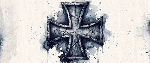 Indigo Watercolor Knights Templar Cross Illustration
