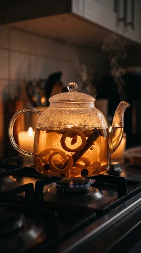 Glass Teapot With Orange Peel and Cinnamon
