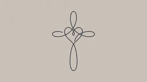 Minimalist Continuous Line Cross and Heart