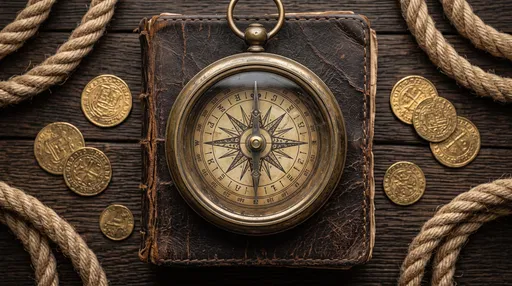 Vintage Brass Compass on Leather Journal