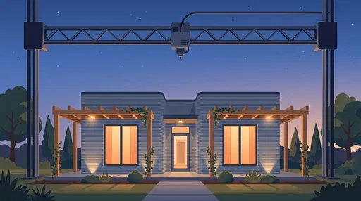 3D Printed House Illustration at Dusk