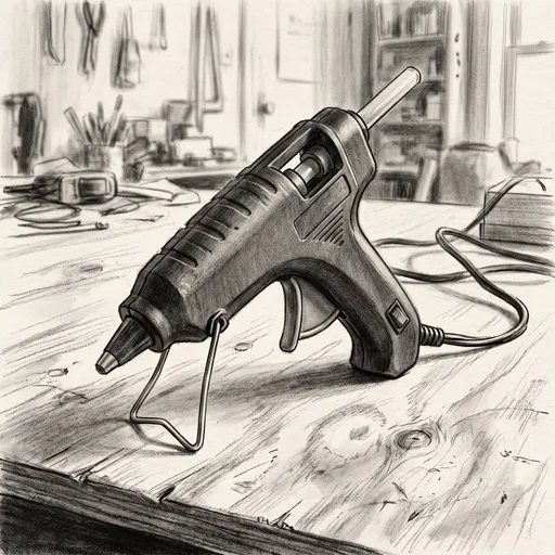 Charcoal Sketch of Hot Glue Gun
