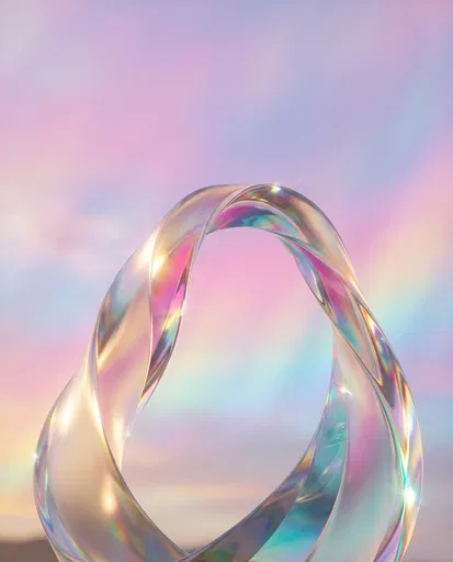 Iridescent Twisted Glass Ribbon Loop
