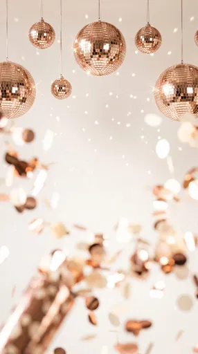 Rose Gold Disco Balls and Confetti