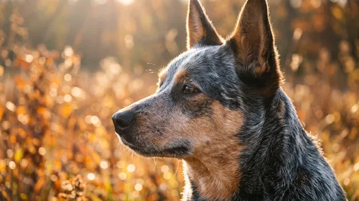 Blue Heeler Profile in Golden Autumn Light