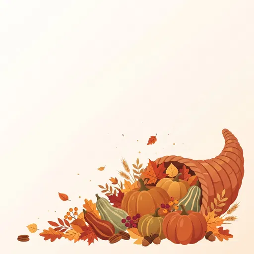 Autumn Cornucopia Flat Vector Illustration