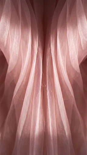 Symmetrical Pink Sheer Organza Fabric Folds