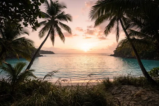Tropical Cove at Pastel Sunrise
