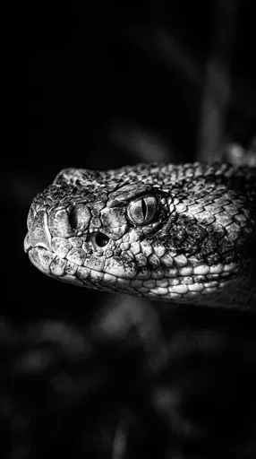 Monochrome Rattlesnake Head Macro Portrait