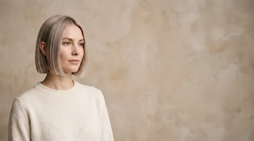 Woman With Ash Blonde Bob Haircut
