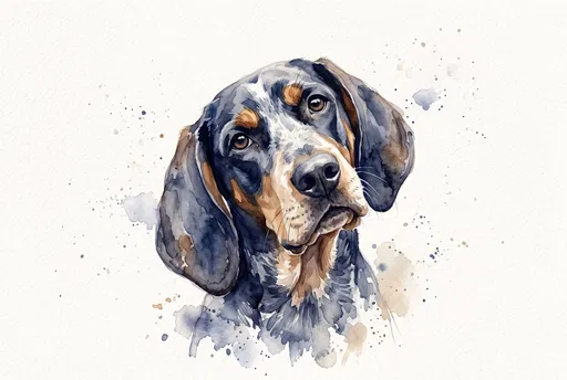 Watercolor Portrait of a Bluetick Coonhound