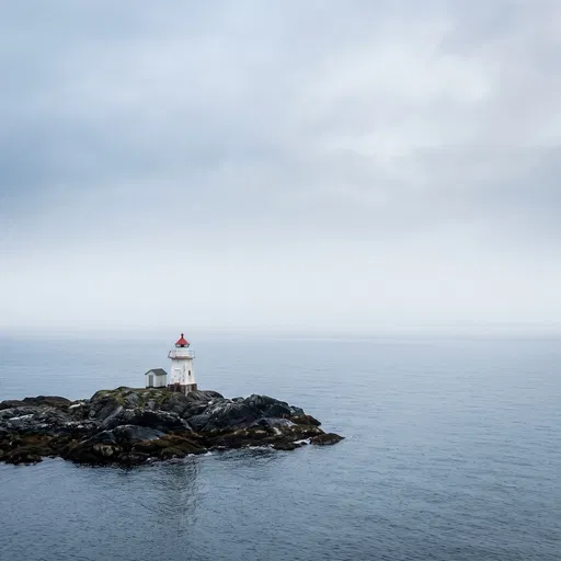 White Lighthouse on Rocky Skerry