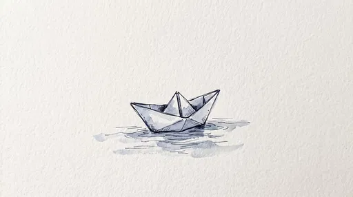 Ink Sketch of Origami Paper Boat