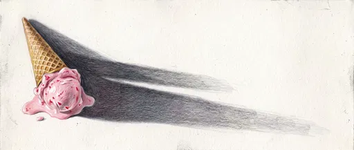 Colored Pencil Melting Strawberry Ice Cream