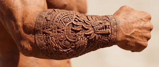 Terracotta Forearm with Aztec Serpent Relief