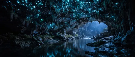 Bioluminescent Glowworm Cave with Underground River