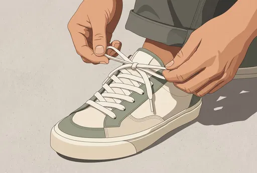 Illustration of Hands Tying Skate Shoe