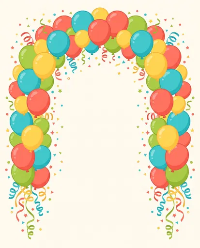 Festive Colorful Balloon Arch Frame Illustration