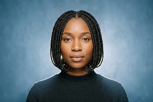 Studio Portrait of Woman with Braided Bob