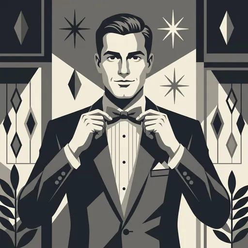 Geometric Illustration of Man in Tuxedo