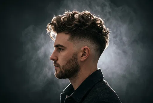 Profile Portrait of Man with Wavy Fade