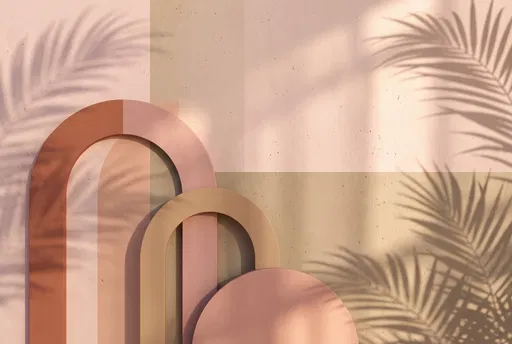 Pastel Boho Arches With Palm Shadows
