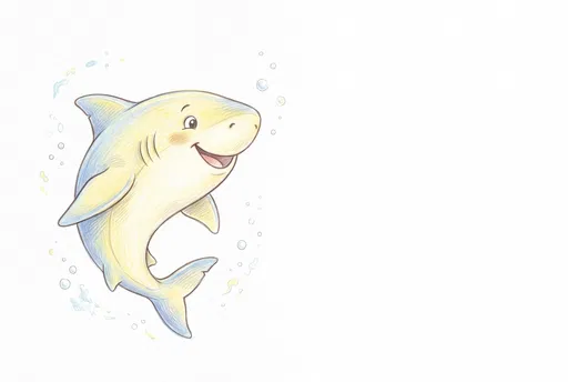 Cute Pastel Yellow Smiling Shark Illustration