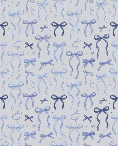 Blue Coquette Bows Pattern Illustration
