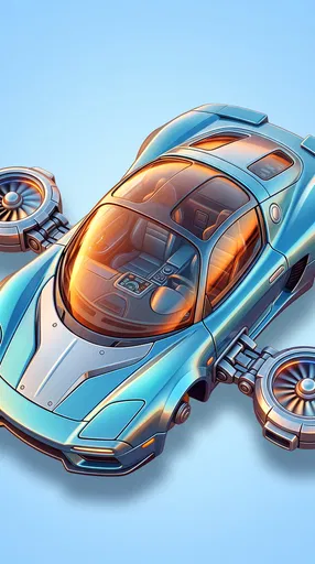 Futuristic Blue Flying Car Illustration