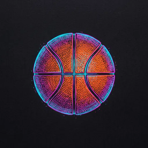 Neon Gel Pen Basketball Illustration