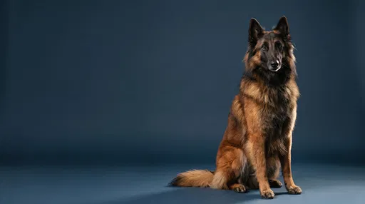 Belgian Tervuren Studio Portrait on Blue