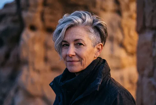 Mature Woman With Silver Undercut Pixie