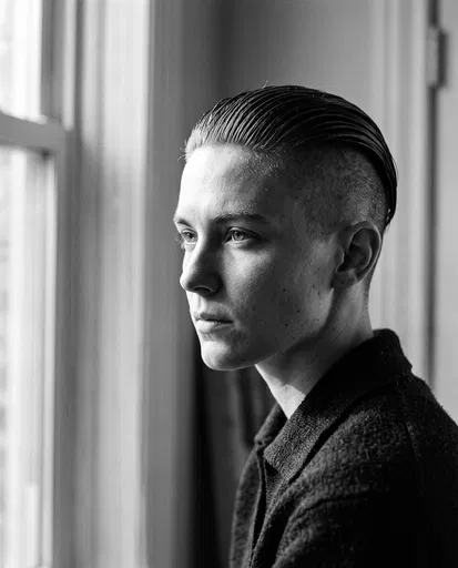Monochrome Portrait of Person with Undercut
