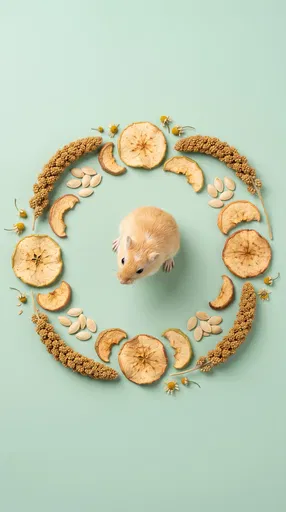 Gerbil Surrounded by Healthy Pet Treats
