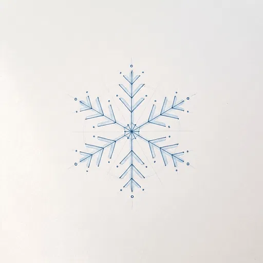 Minimalist Blue Ink Snowflake Sketch