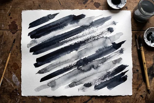 Watercolor Ink Brush Stripes Flat Lay
