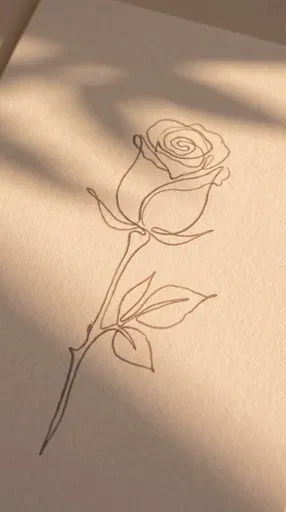 Minimalist Line Art Rose in Sunlight