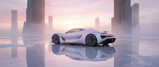 Iridescent Concept Hypercar on Salt Flat